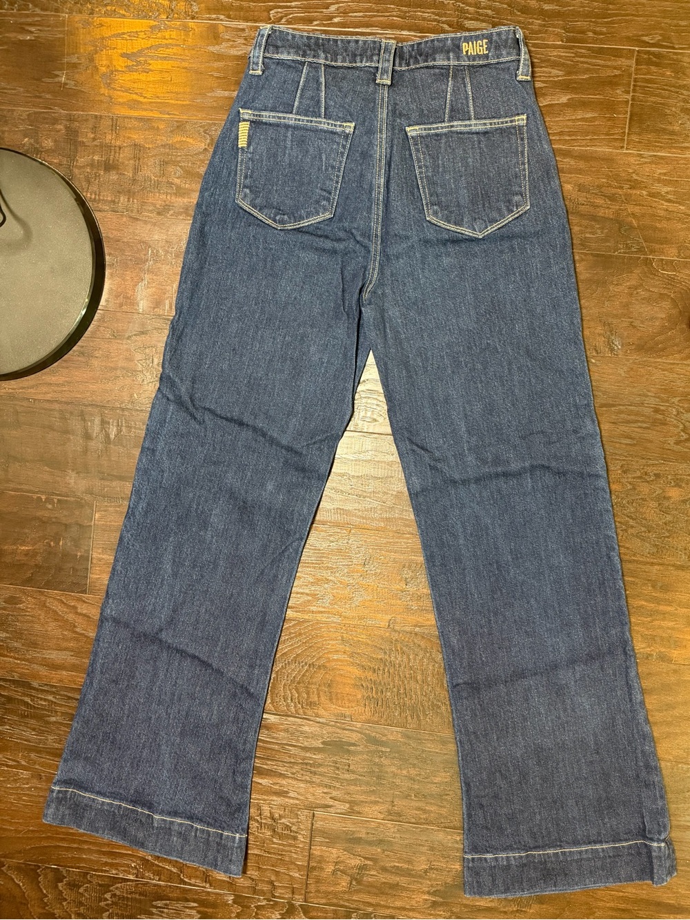 PAIGE Leenah High Rise Wide Leg Jeans Sz 28 Ceremony Dark Wash Stretch Denim - Picture 3 of 9